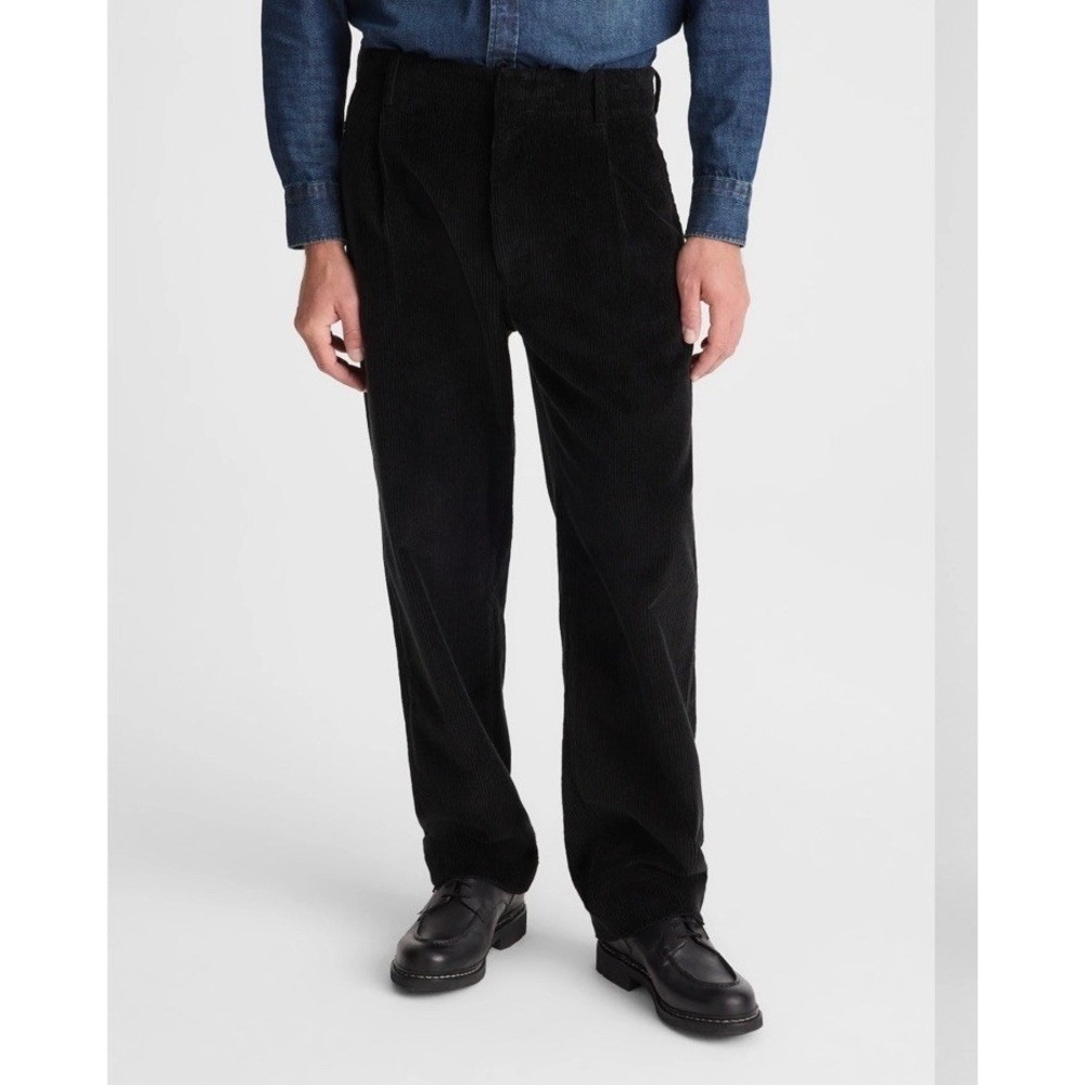 Madewell NWT Men's Pleated Corduroy Trousers Washed Black 32x30 NX966